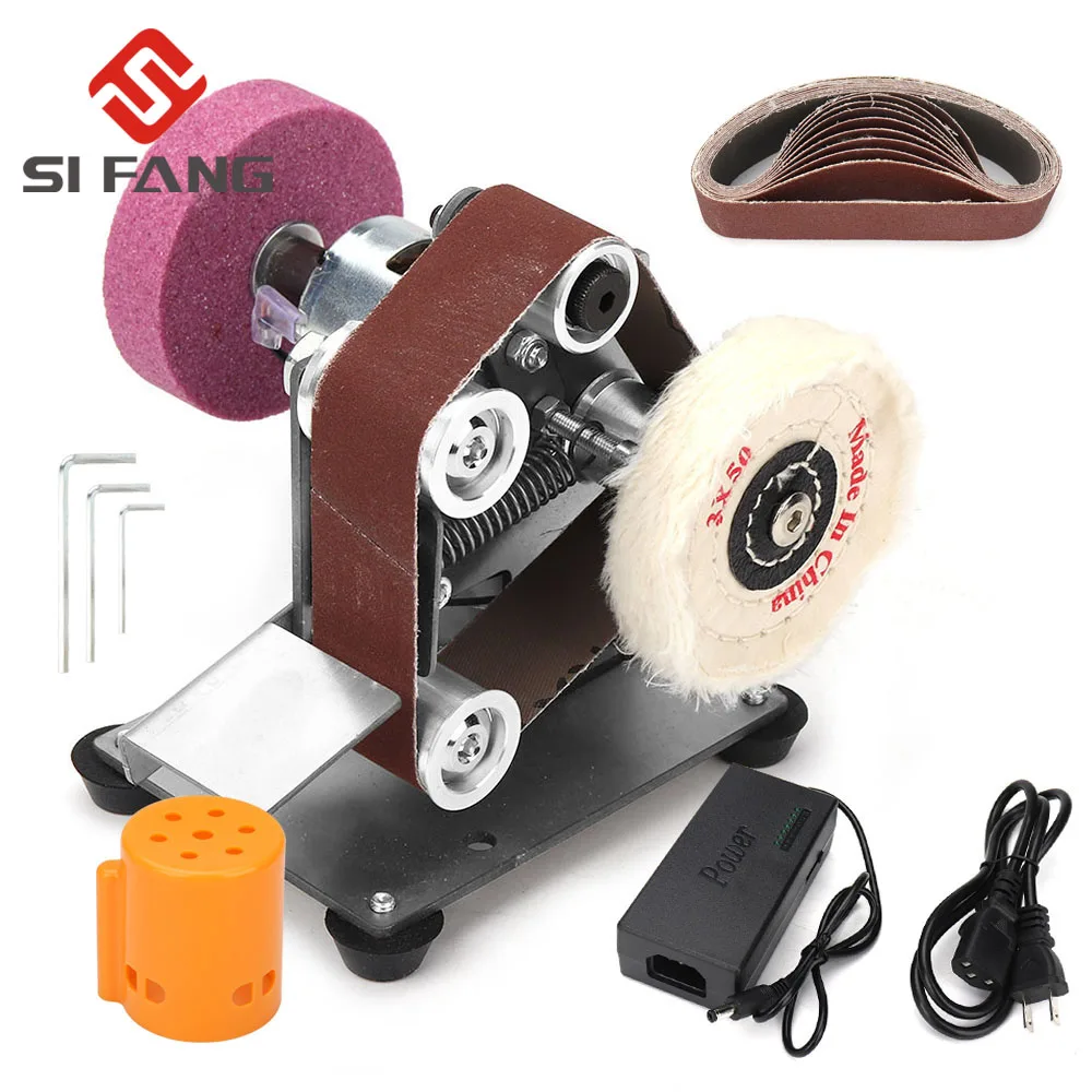 110-240V Multifunctional Mini Electric Belt Sander DIY Polishing Grinding Machine Belts Grinder Polishing Cutter Edges