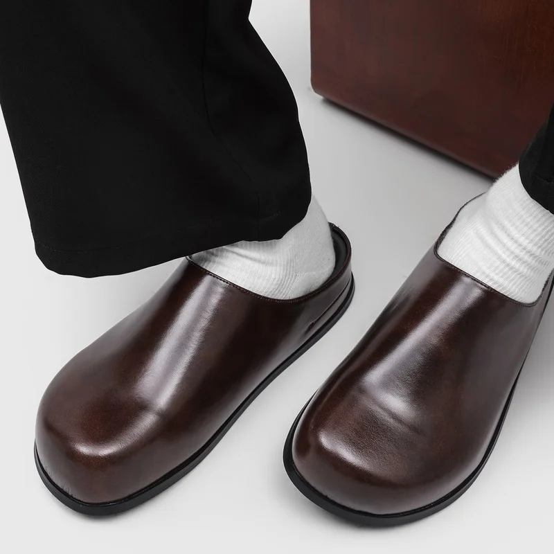 

Men MÜ Ller Half Slippers with Flat Bottoms for Lazy People Minimalist Style Relaxed Feeling Wide Feet for Daily Commuting Wear