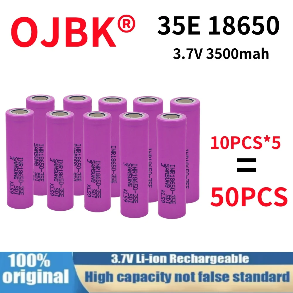 100% New Original For 18650 3500mAh 20A discharge INR18650 35E 3500mAh 18650 battery Li-ion 3.7v rechargable Battery