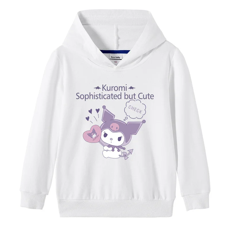 

Girls fashion warm hooded sweatshirt Sanrio Kuromi cartoon printing hoodie kids fall and winter outdoor leisure sports clothes