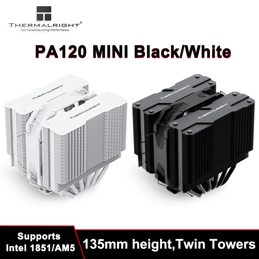 Thermalright PA120 MINI CPU Cooler Double Tower 6 Heat Pipe Height 135mm Air-cooled Radiator For 2011 2066 1700 115X 1200 AM5