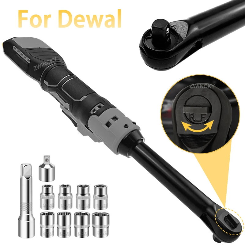 For Dewal 20V Battery, 3/8'' Cordless Electric Wrench 6'' Extended Ratchet Wrench Nut Removal Tool For Fastening And Loosening