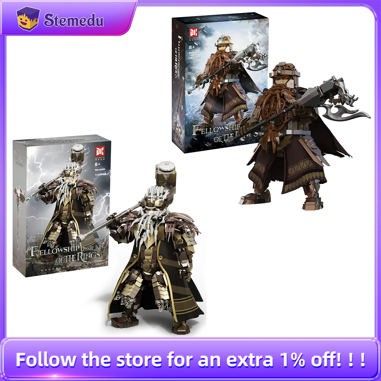 

MOC DK6009 6019 Защитное кольцо-карлик-воин, мини-строительные блоки, головоломка среднего земли в сборе, кирпичная модель, детские игрушки на день рождения