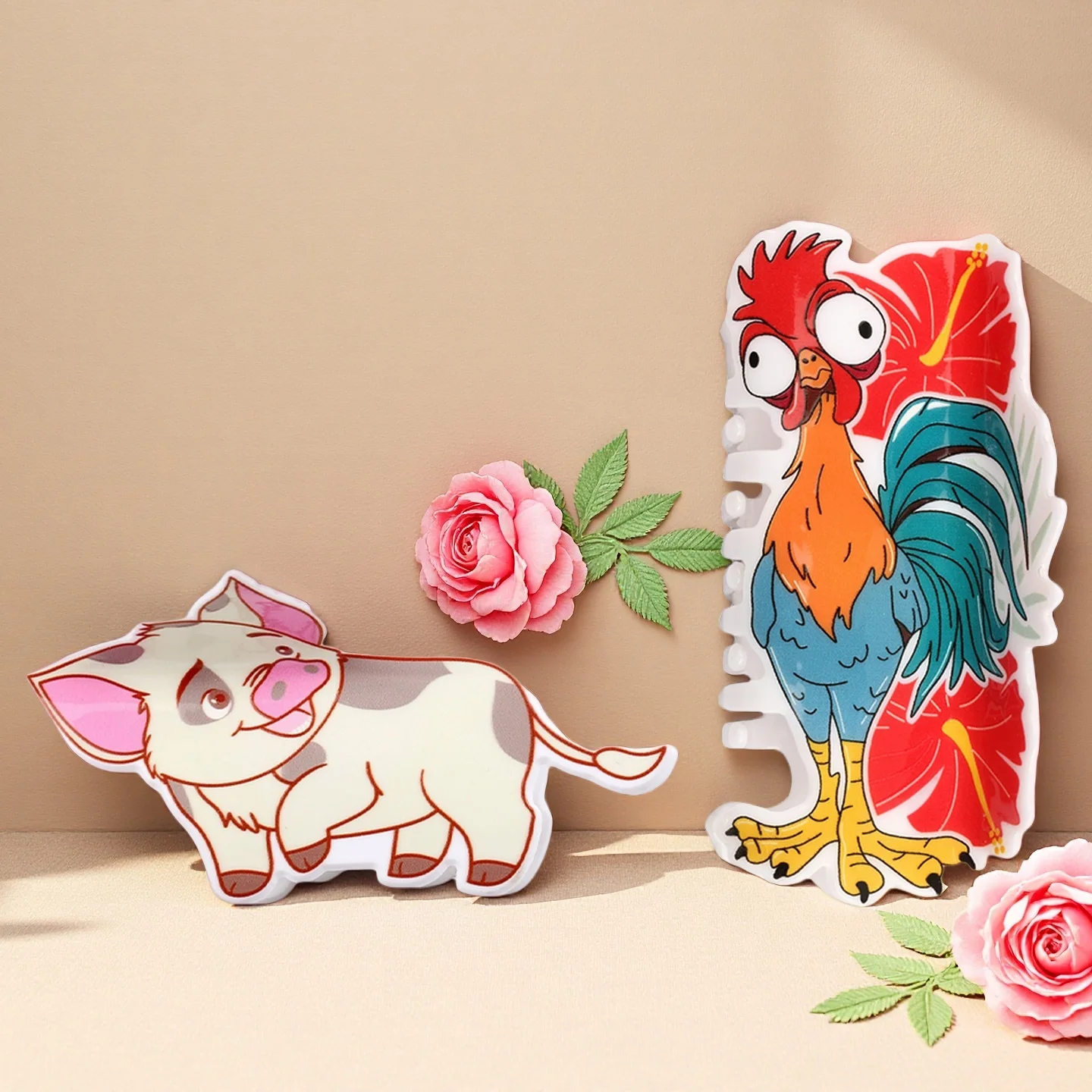 1 шт./2 шт. официальная заколка для волос Disney Moana, заколки в стиле фэнтези в форме Heihei (петух) и Pua (свинья)