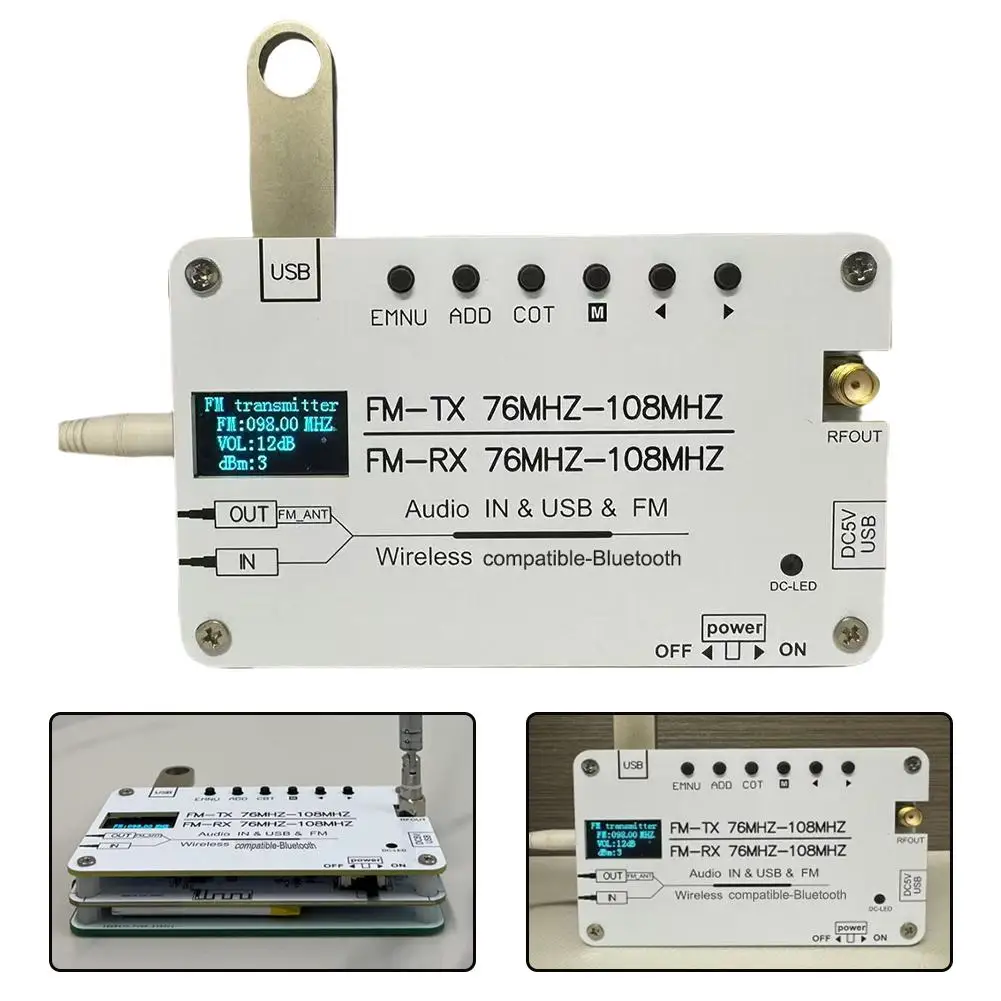 Purple 76-108MHz FM Radio With For Oled Display Wireless Audio Broadcaster For Campus For Dsp Broadcasting And Car Use
