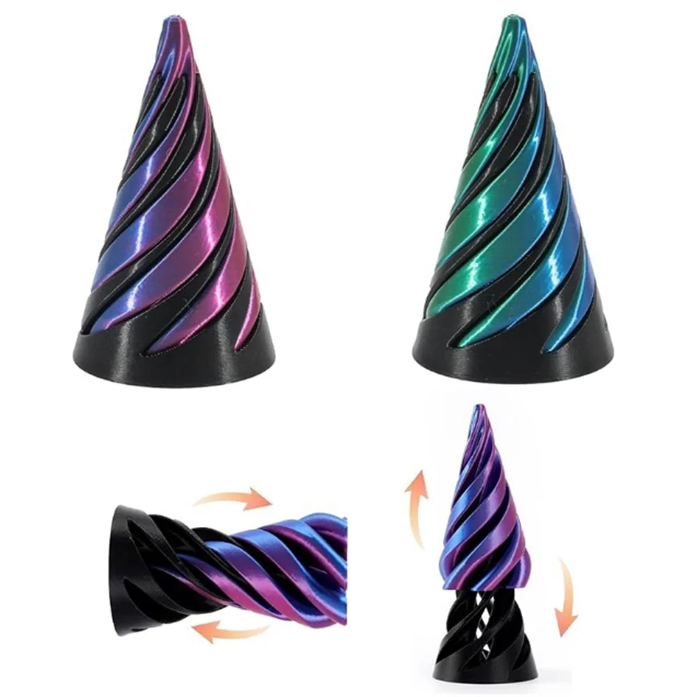 3D Printed Spiral Cone Pyramid Passthrough Sculpture Pass Through Pyramid Toy Mini Vortex Thread illusion Cone Spiral Ornament