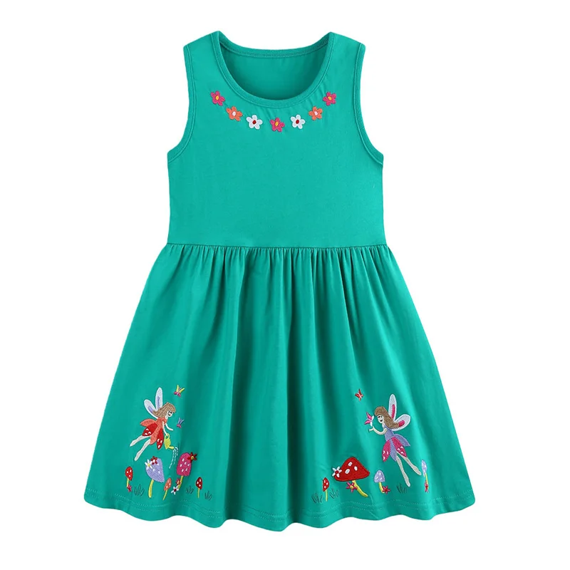 

Summer Floral Embroidery Sleeveless Party Dress for Girls 2-7T Toddler Children's Frocks