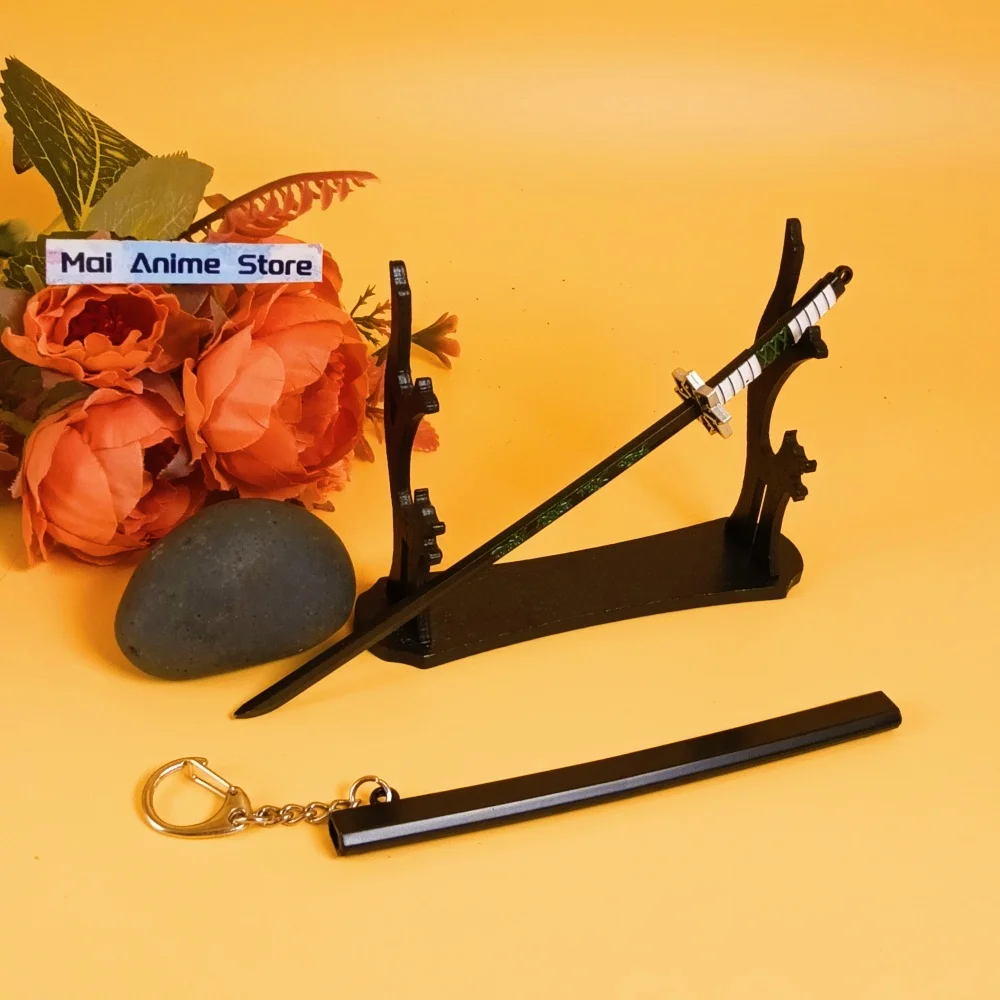 LLavero de Katana de Anime de 6 pulgadas, espada samurái Original, tamaño Real, Katana japonesa, cuchillo de Metal Ninja, espada, juguete para regalo afilado