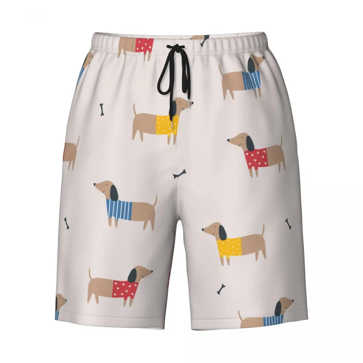 Bathing Suit Cartoon Sausage Dachshund Dog Board Shorts Summer Animal Beach Short Pants Male Sportswear Quick Dry Swim Trunks