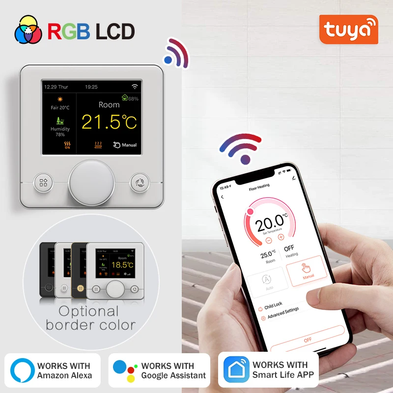 Tuya Smart Home Wi-Fi Termostato, Aquecimento Digital Piso Quente, 220V Controlador de Temperatura, Alexa Alice Google Home