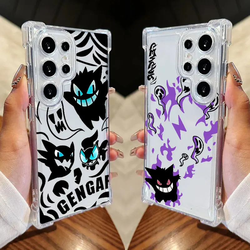 Anime P-Pokemons Gengars Clear Phone Case For Samsung Galaxy S26 S25 S24 Ultra S23 S22 Plus S21 S20 S26 FE 5G Soft Silicon Cover
