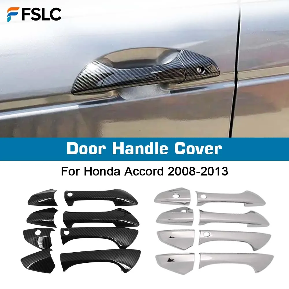 

⭐Genuine⭐ Car Decoration Door Handle Cover For Honda Accord 2008-2013 Carbon Fiber Chrome Car Side Sticker Styling Accessories