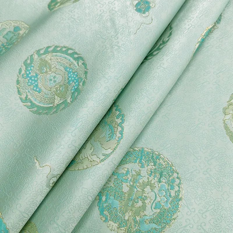 High Quality and Flower Water Green Woven Silk Song Dynasty Brocade Silkworm Silk Fabric Hanfu New Chinese Cheongsam Vest Fabric
