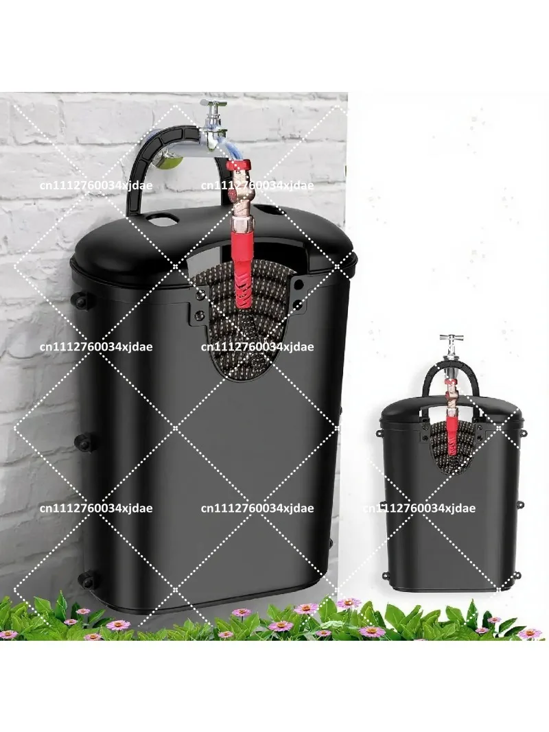 Wall-Mounted Garden Hose Storage Basket, Waterproof Self-Draining Hanging Organizer Box