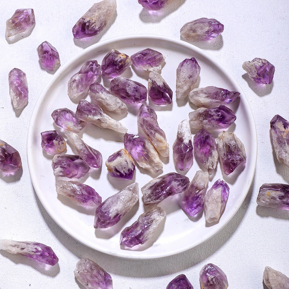 50G/bag Natural Stone Amethyst Tooth Raw Crystal Point Healing Stone  Rough Purple Quartz Jewelry DIY Home Decoration