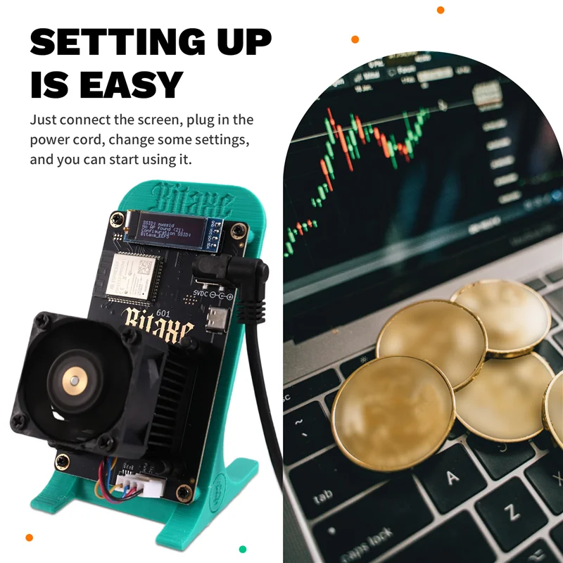 A11I Bitaxe Gamma 601 Solo Miner 1.2TH/S 1200GH/S 18W BM1370 ชิป Asic จาก Antminer S21 Pro Bitcoin BTC Miner พร้อมขาตั้ง US PLUG