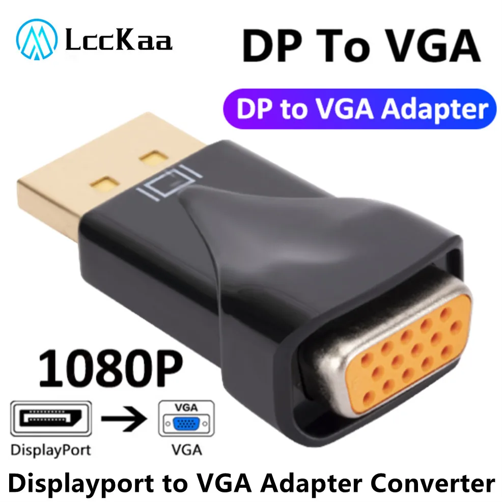 1080P DP to VGA 컨버터 어댑터 DisplayPort 디스플레이 포트 Male to VGA Female 컨버터, PC 프로젝터 DVD TV 노트북 모니터