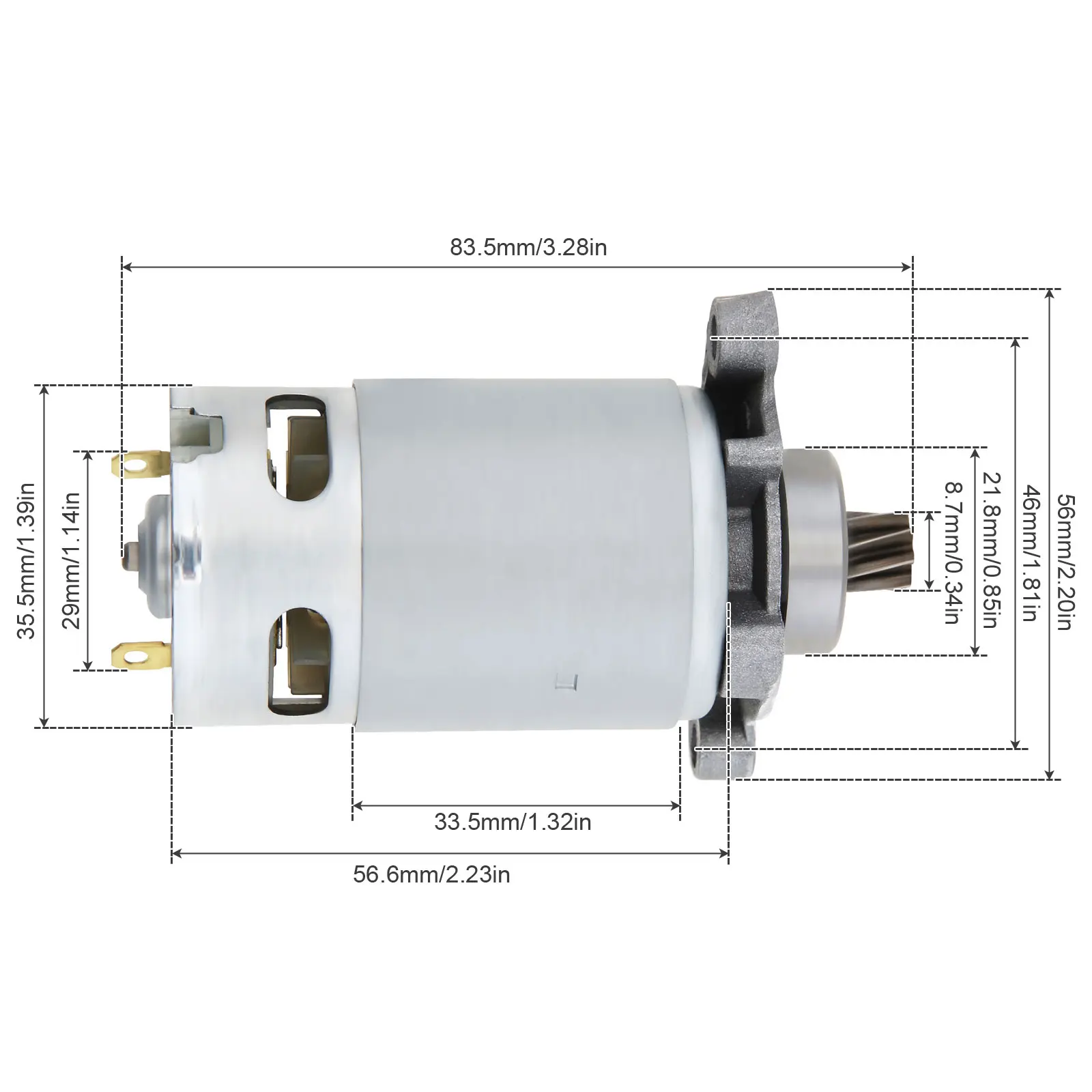 21V 8 Teeth RS550 DC Motor Power Reciprocating Electric Saw Motor 8 Teeth Electric Saw Motor with Helical Teeth Gear