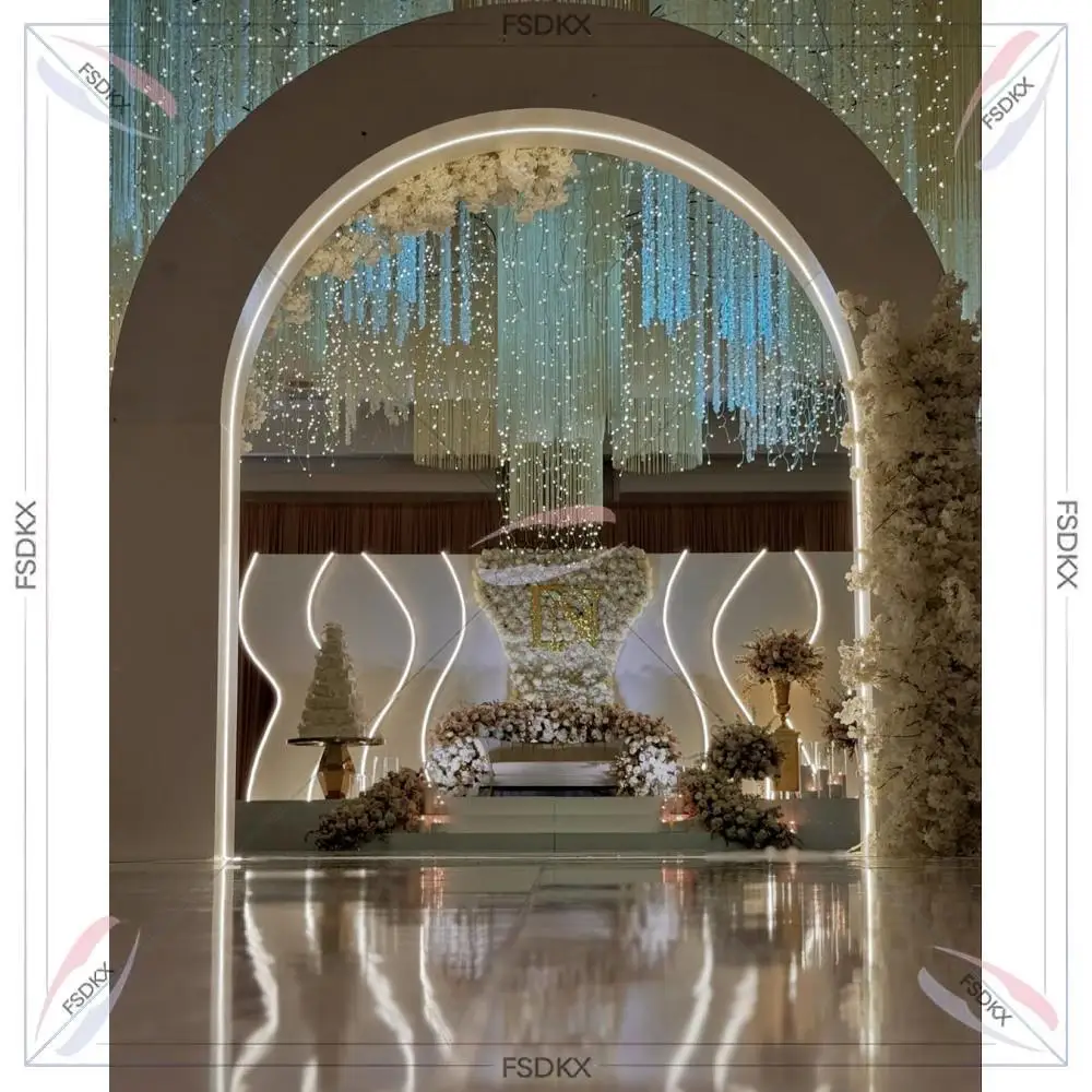 

Hot Sales Modern Luxury Acrylic Wedding Backdrop Stage Background Panels for Event Decoration