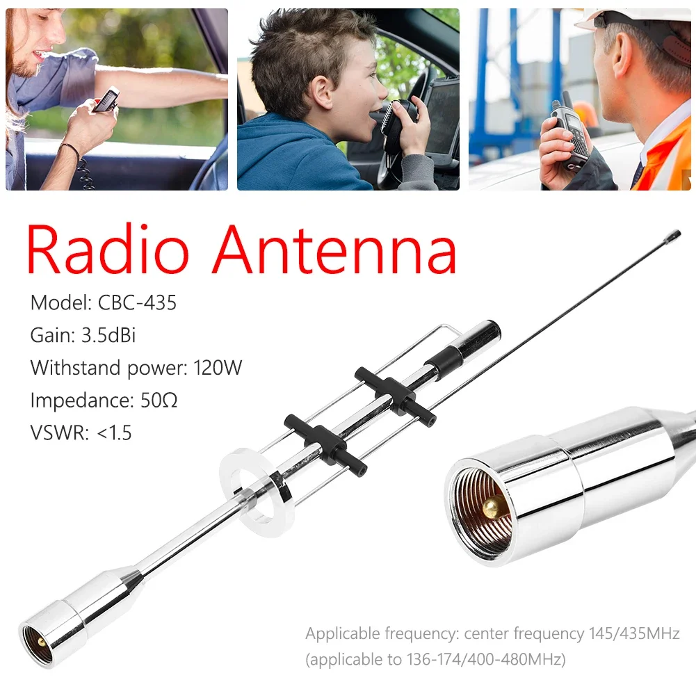 Dual Band Antenna CBC-435 UHF VHF 145/435MHz Decoration for Mobile Radio PL-259 Connector Outdoor Personal Car Parts