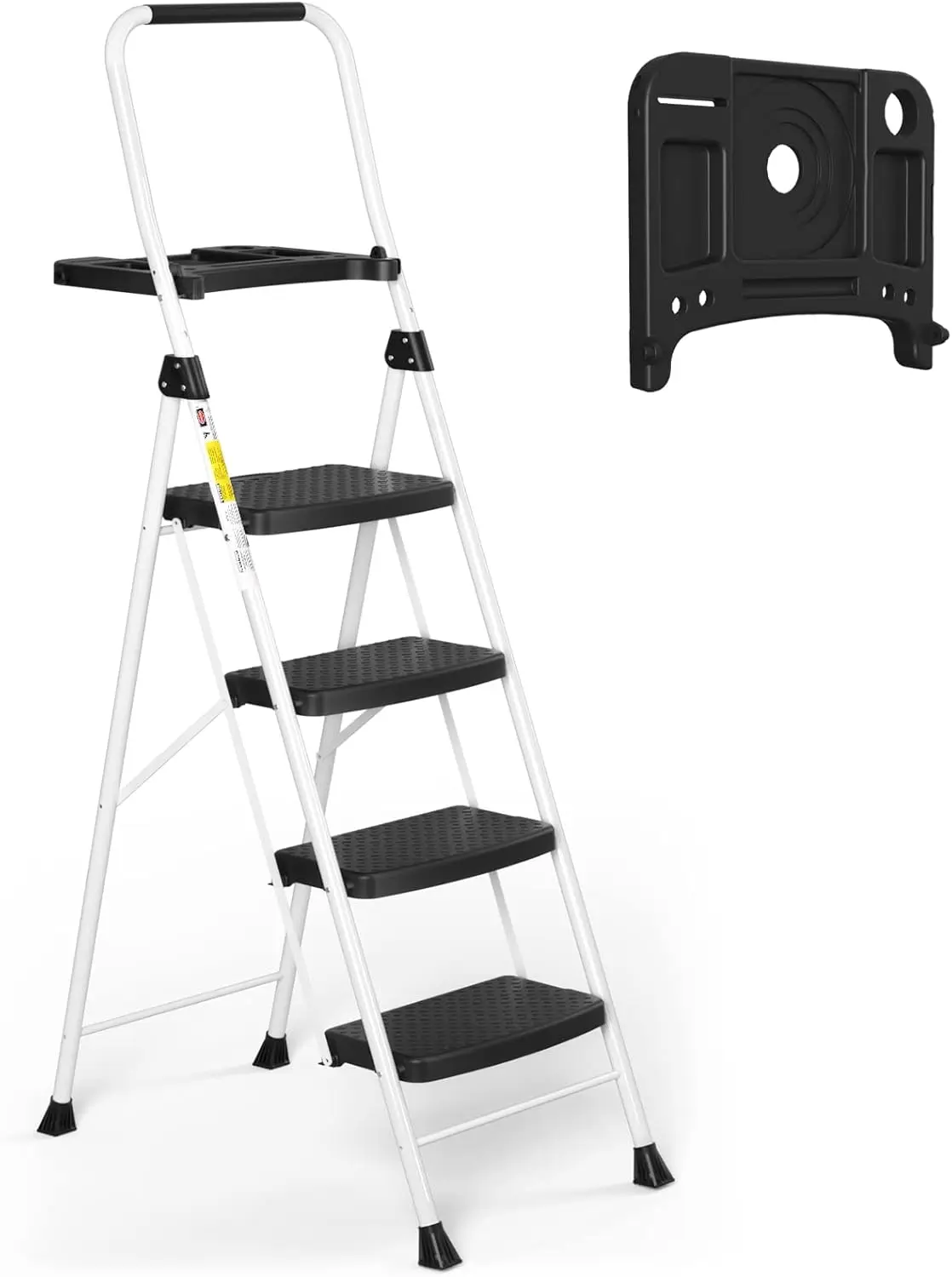 

Tool Platform, 330 LBS Portable Steel Ladder for Adults for Home Kitchen Library Office, White