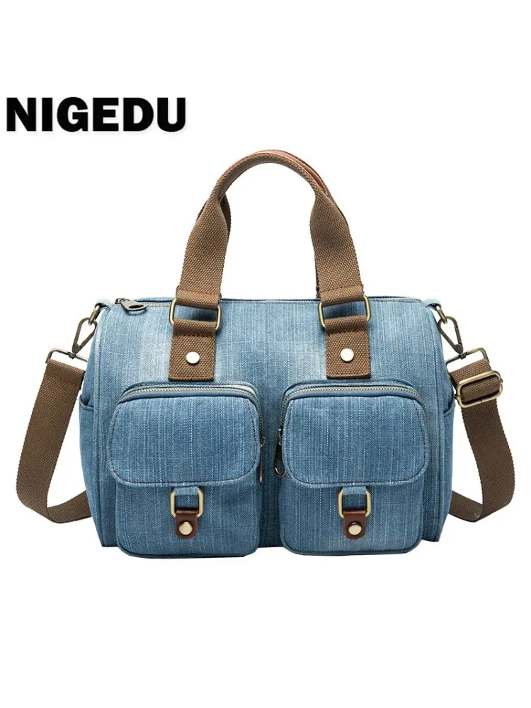 Luksusowa marka damska torebka Casual Denim torba na ramię Crossbody dla kobiet duże skrzynki torba podróżna o dużej pojemności niebieska Bolsa bolsa — zdjęcie 2
