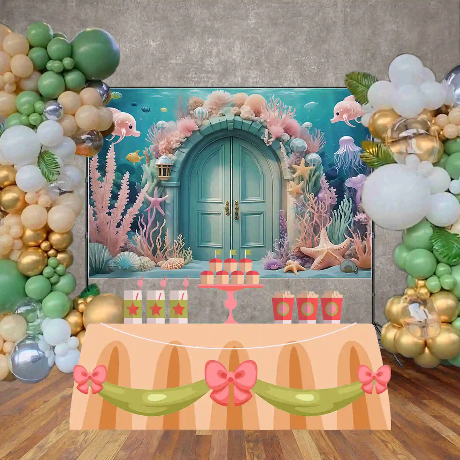 MOON.QG sirena princesa Castillo fotografía telón de fondo verano océano bajo el agua fiesta de cumpleaños fondo fotografía estudio Accesorios