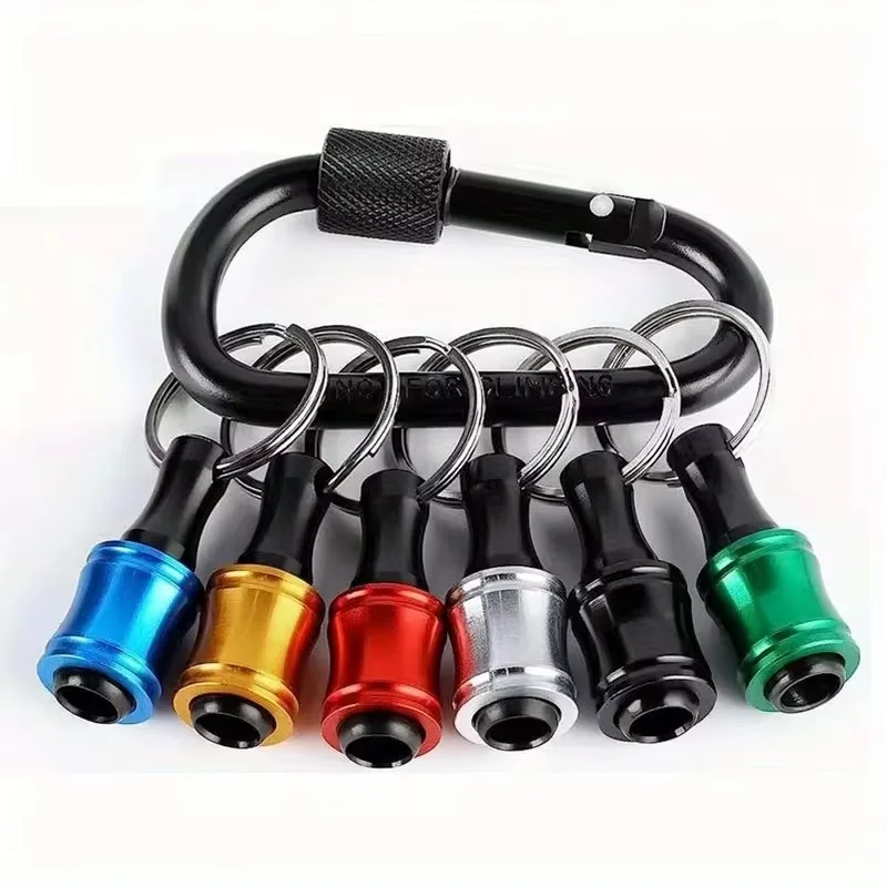 6/12 PCS Colored Keychain Extension Bar Set Extension Bar & Carabiner Set, 1/4-Inch Hex Shank Drill Bit Storage Extension Bar