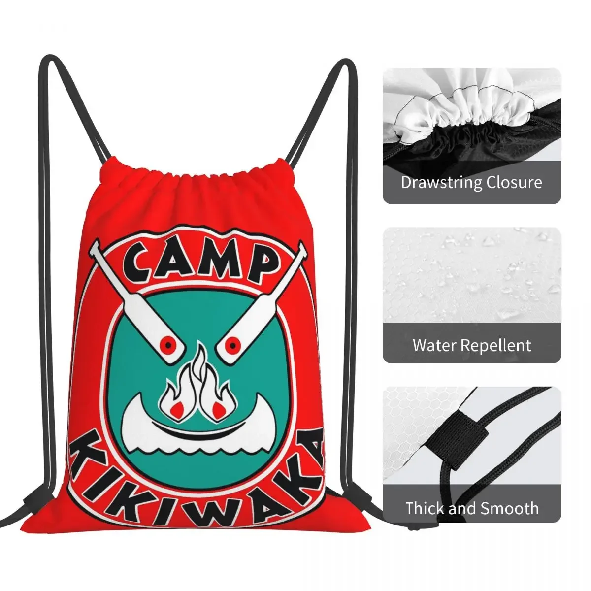 Camp Kikiwaka - Bunk'd - Red Background Backpacks Drawstring Bags Drawstring Bundle Pocket Shoes Bag Book Bags For Man Woman