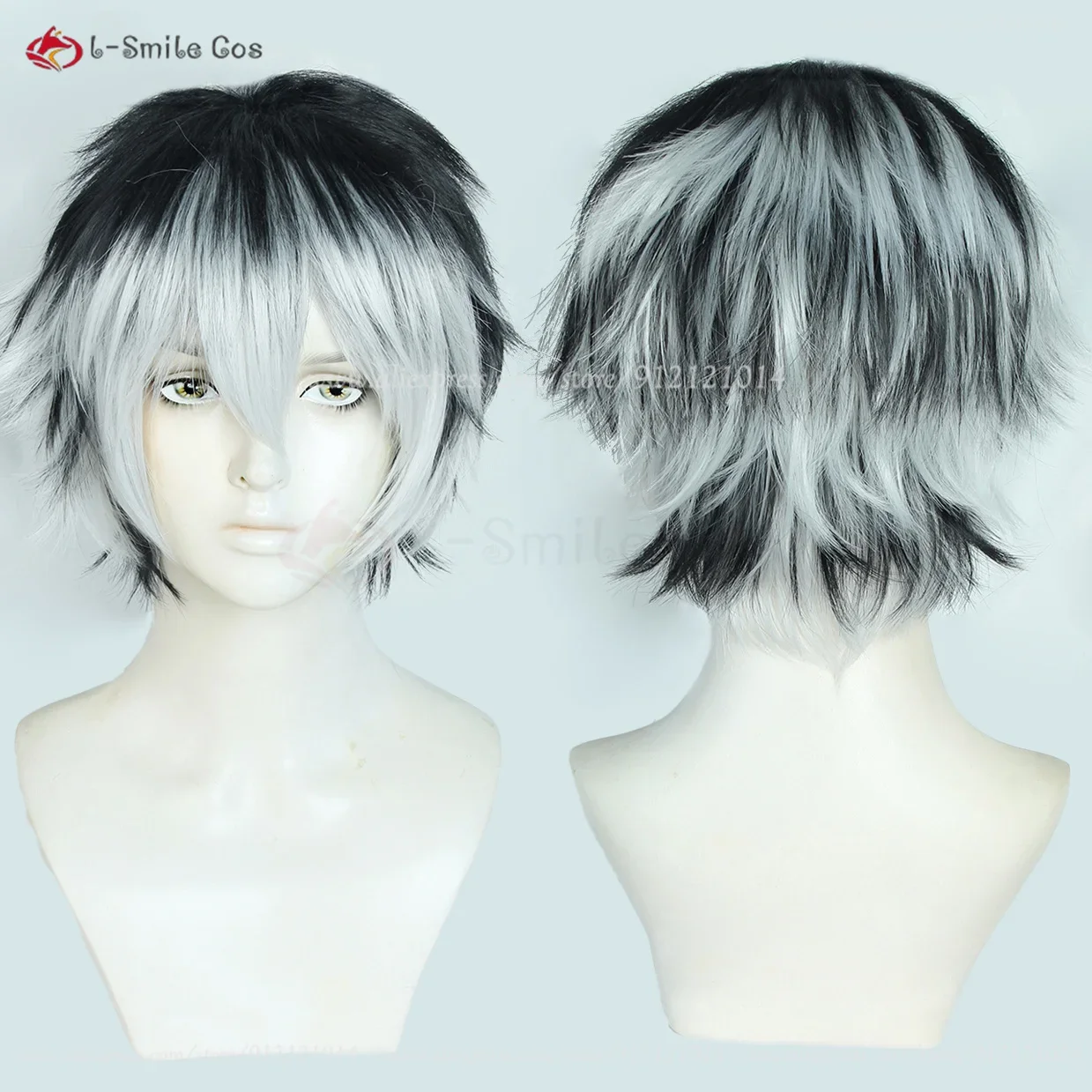 Type 2 Kotaro Bokuto Cosplay Wig Anime Cos Kotaro Bokuto Silver White Black Wig Heat Resistant Synthetic Wig Halloween Wigs