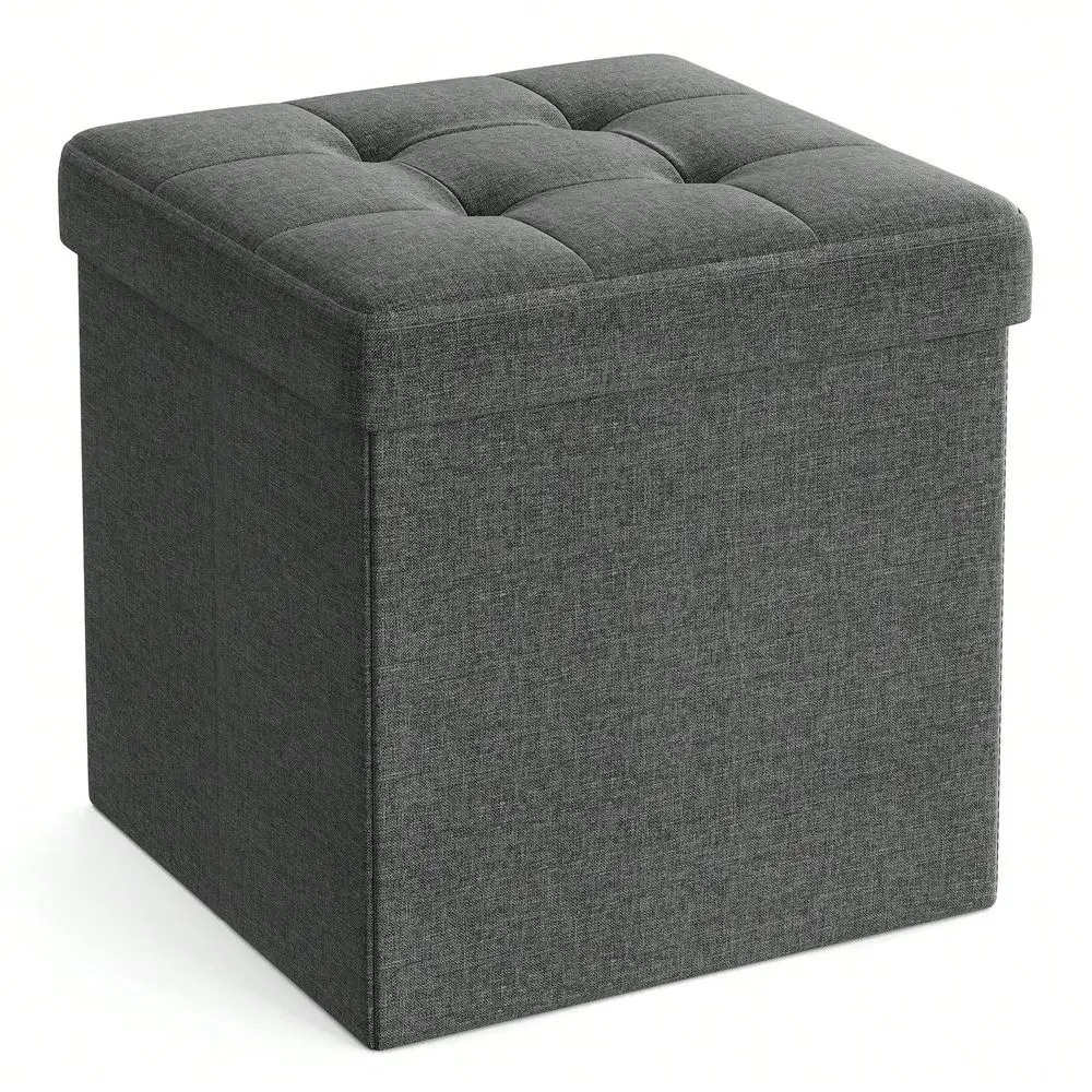 

15 Inches Folding Storage Ottoman Bench, Storage Chest, Foot Rest Stool, Bedroom Bench With Storage, Holds To 660 Lb Back To