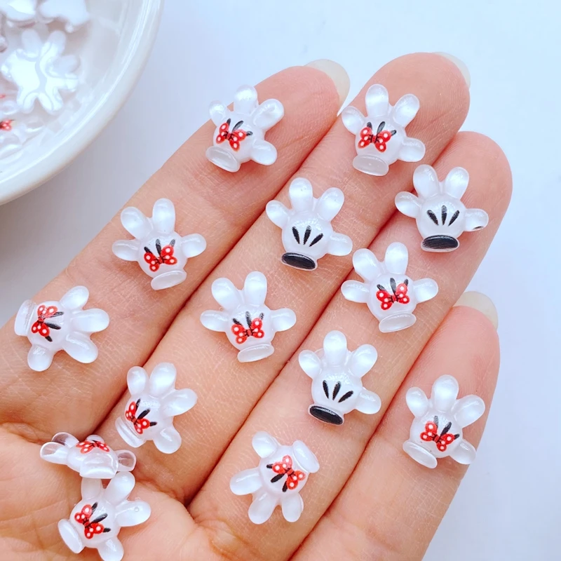 50Pcs New Cute Resin 11*12mm Cartoon Small Hand Series Flat Back Fit Phone Deco Parts Embellishments for Hair Bows Accessories