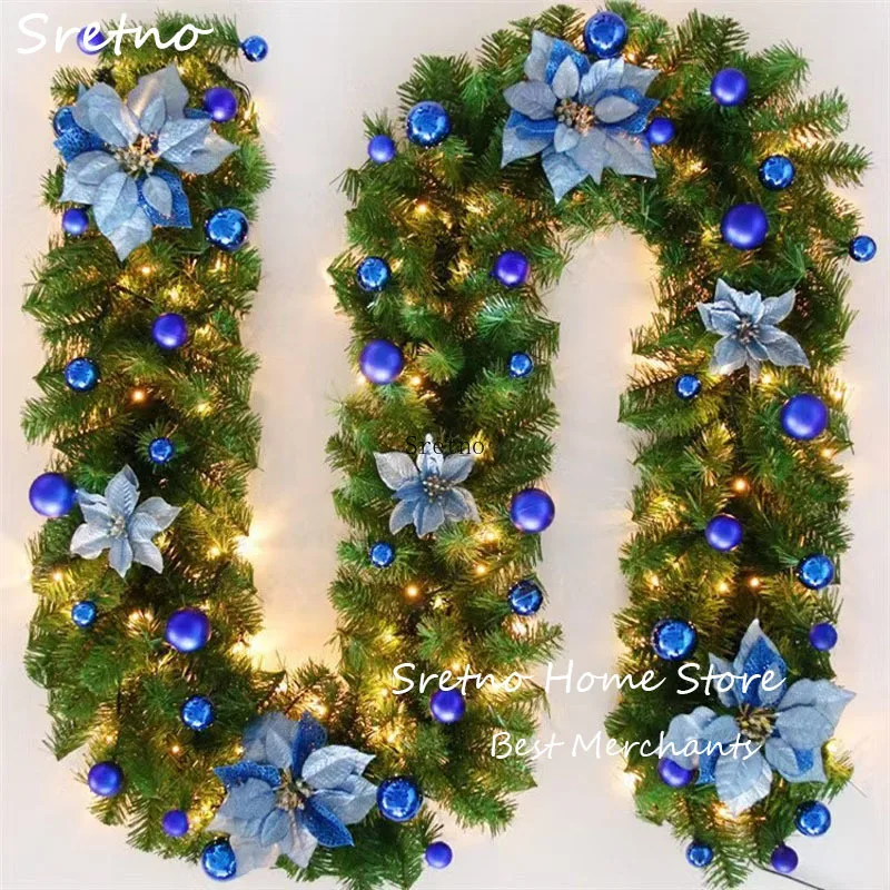 

SRETNO Christmas Decorations DIY Wreath PVC Pine Needle Mix 1.5m/1.8m/2.7m Christmas Room Decoration Door Hanging Fake Plants