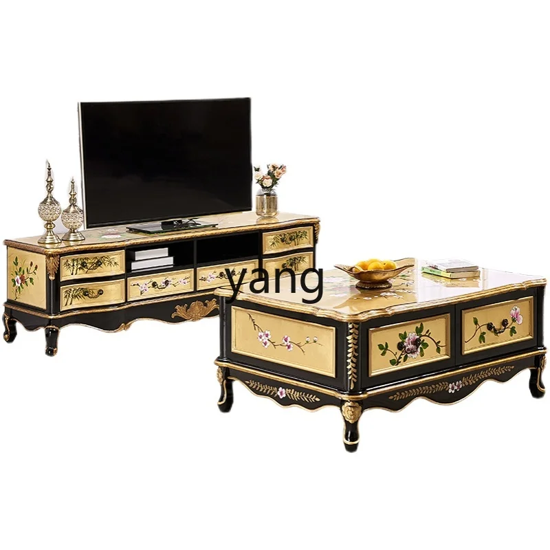 

CX glossy gold foil hand-painted TV cabinet coffee table