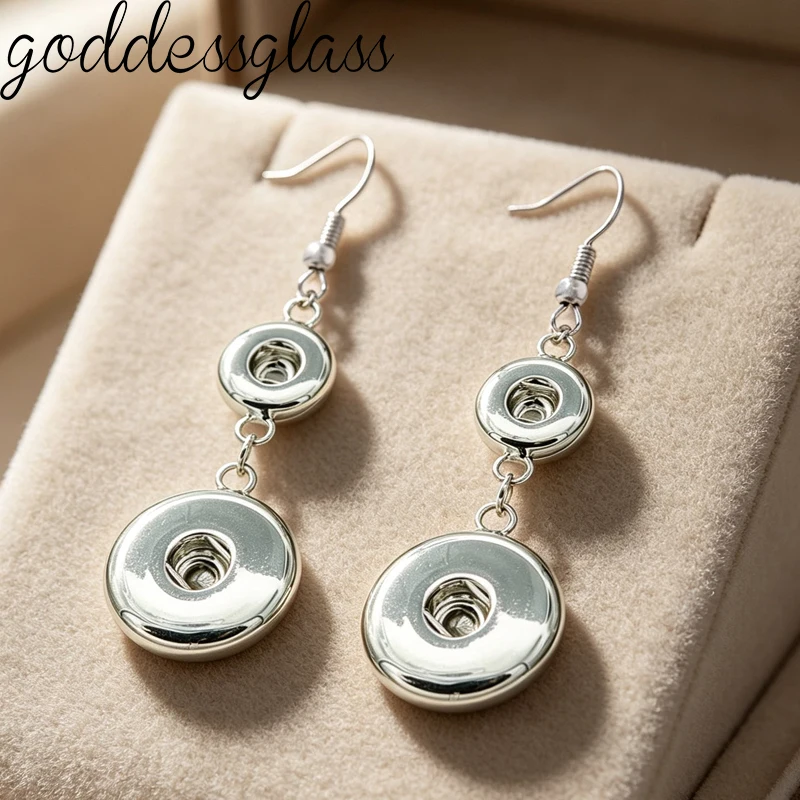 Charm Long style eardrop fashion earrings Simple style 12mm/18mm snap earring fit DIY 12mm/18mm snap jewelry JA0004