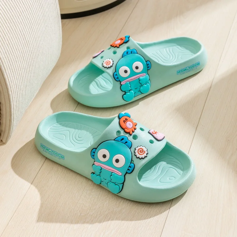Kawaii Slippers Anime Kuromi My Melody Hangyodon KT Cartoon Girls Soft Non-slip Soft Bottom Indoor Bathroom Beach Sandals Shoes