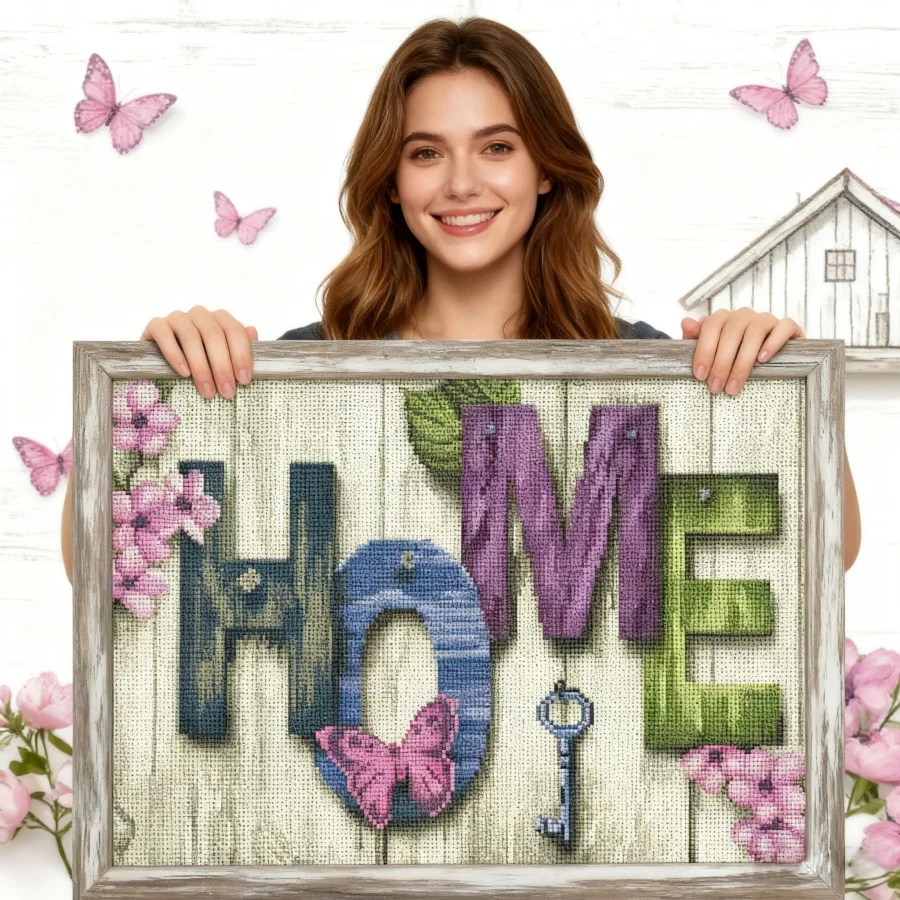 

2026 New style Cross Stitch Kits Embroidery Sets Floral Needlework Threads Picture Printed Canvas Home Decor
