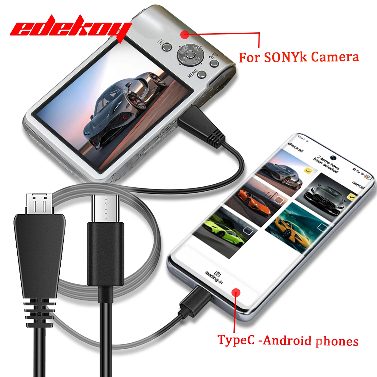 for SONY Cameras to Android phone typeC OTG cable for Sony DSC-HX7 HX9 HX100V H70 WX5 WX10 WX9 T99 T110 TX100 TX5 TX7 VMC-MD3