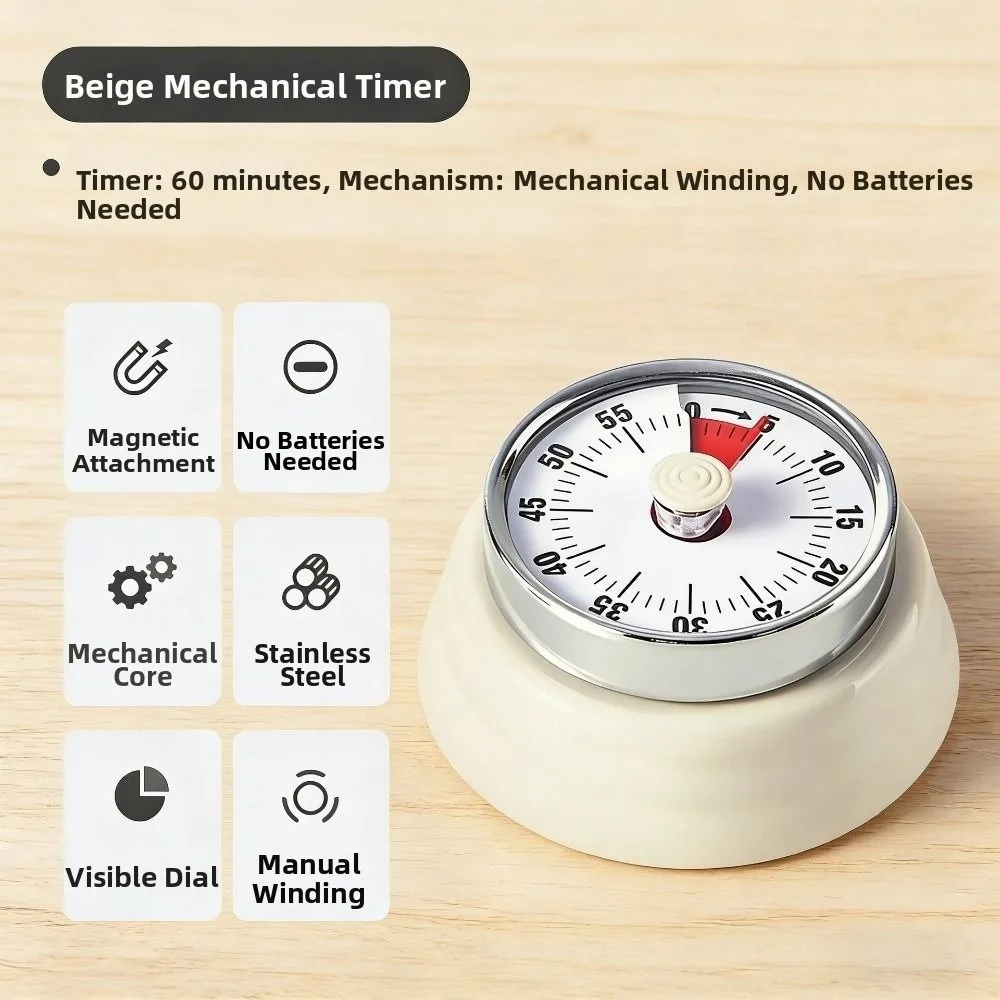 Magnetic Backing Kitchen Countdown Timer Stainless Steel Metal Cooking Timer Clock Visual Timer Digital Timers Kids Study Timer