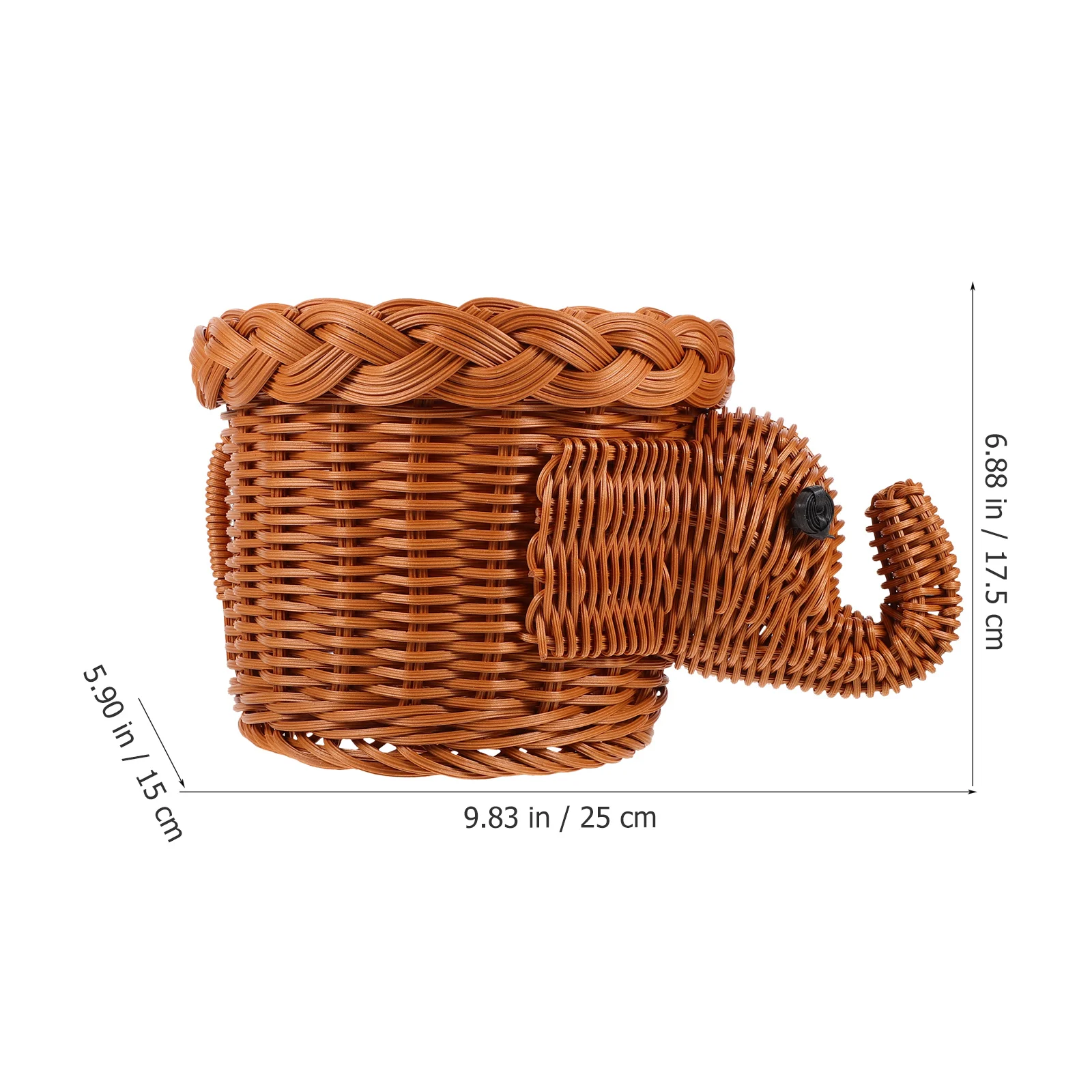 

Imitation Rattan Woven Basket Elephant Shape Fruit Storage Basket Multi-Function Food Holder for Home Restaurant Dorm Decor