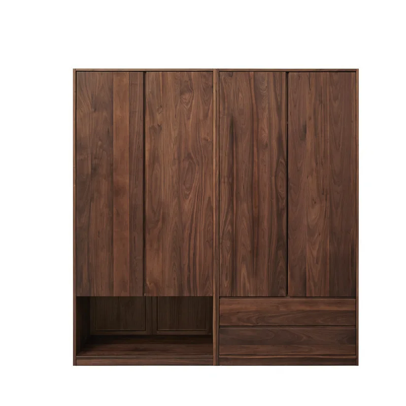 

North American black walnut, simple and modern new Chinese bedroom storage wardrobe