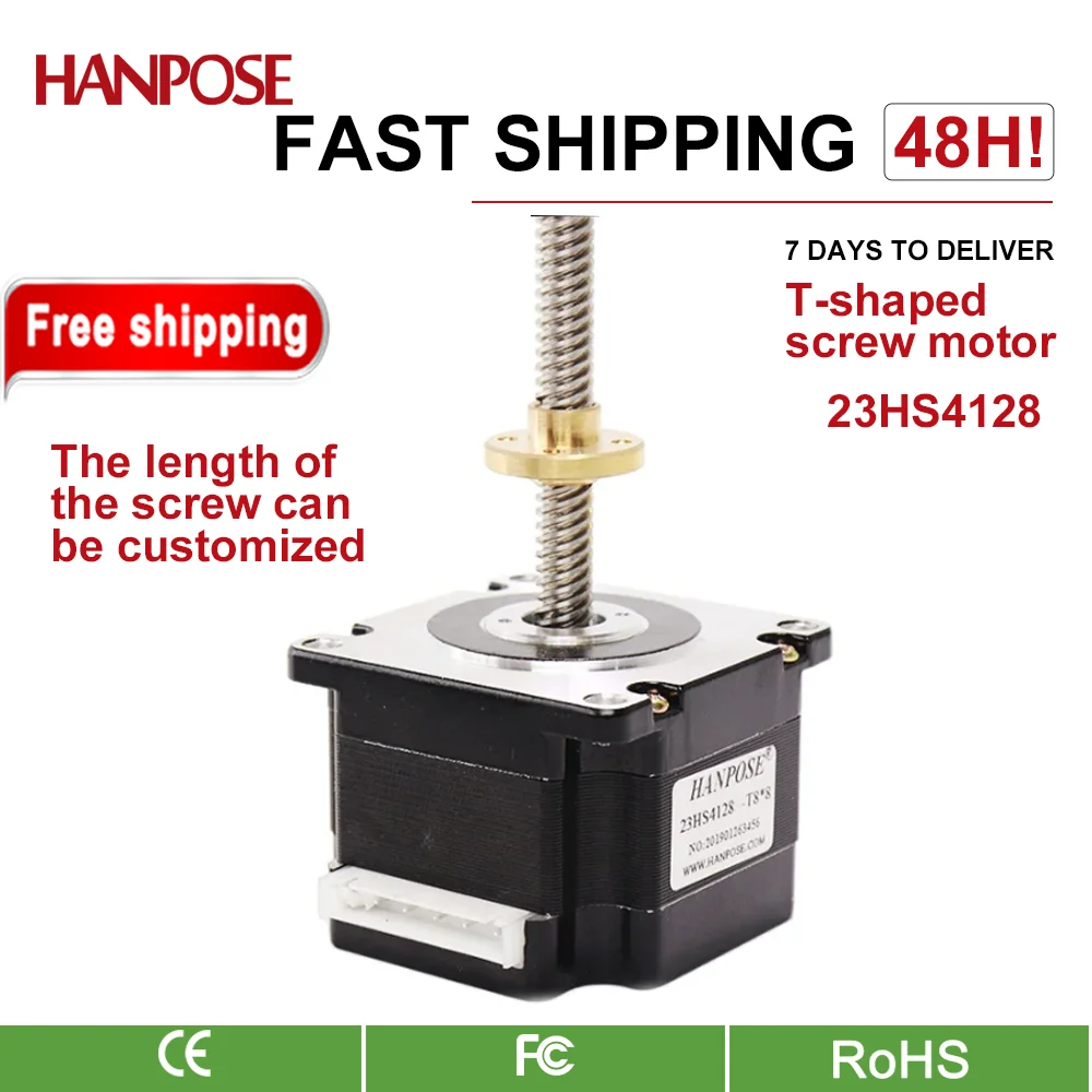 HANPOSE 2.8A 55N.cm 23HS4128-T8*8 300MM with Copper nut lead Screw motor for 3D printer T-type Screw stepper motor nema23