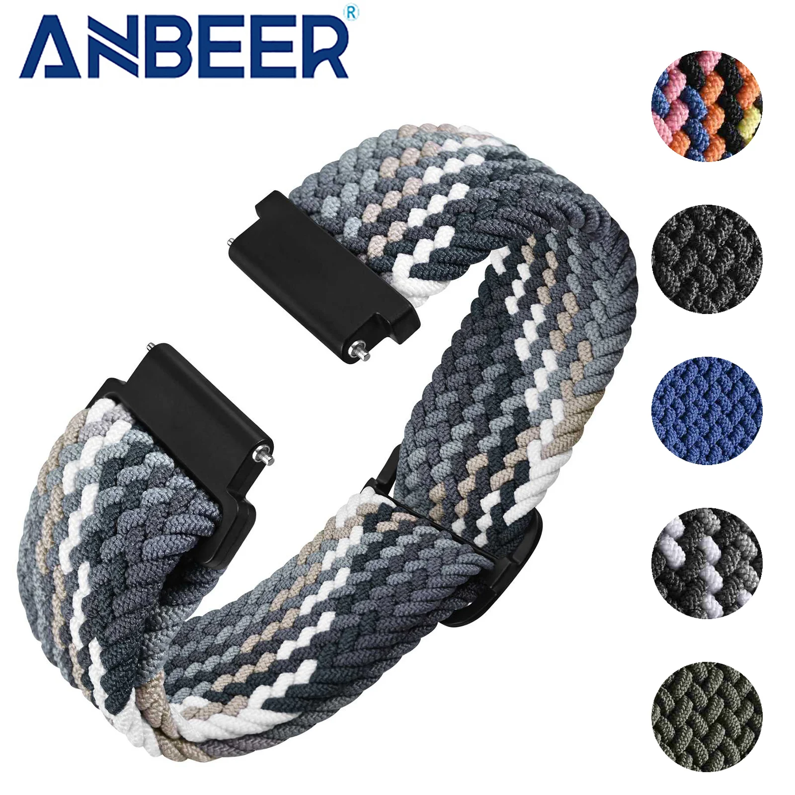 ANBEER New Nylon Watch Strap,Suitable for Traditional Watch Quick Release Adjustable 16mm 18mm 19mm20mm 22mm 24mm Watchband