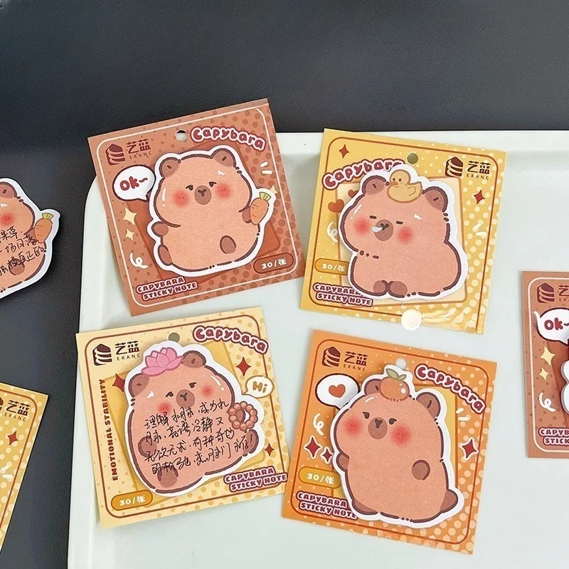 

4Pcs/Lot Cute Cartoon Pufferfish Memo Pad Sticky Notes Kawaii Capybara Irregular Notepaper Student School Stationery Notepad