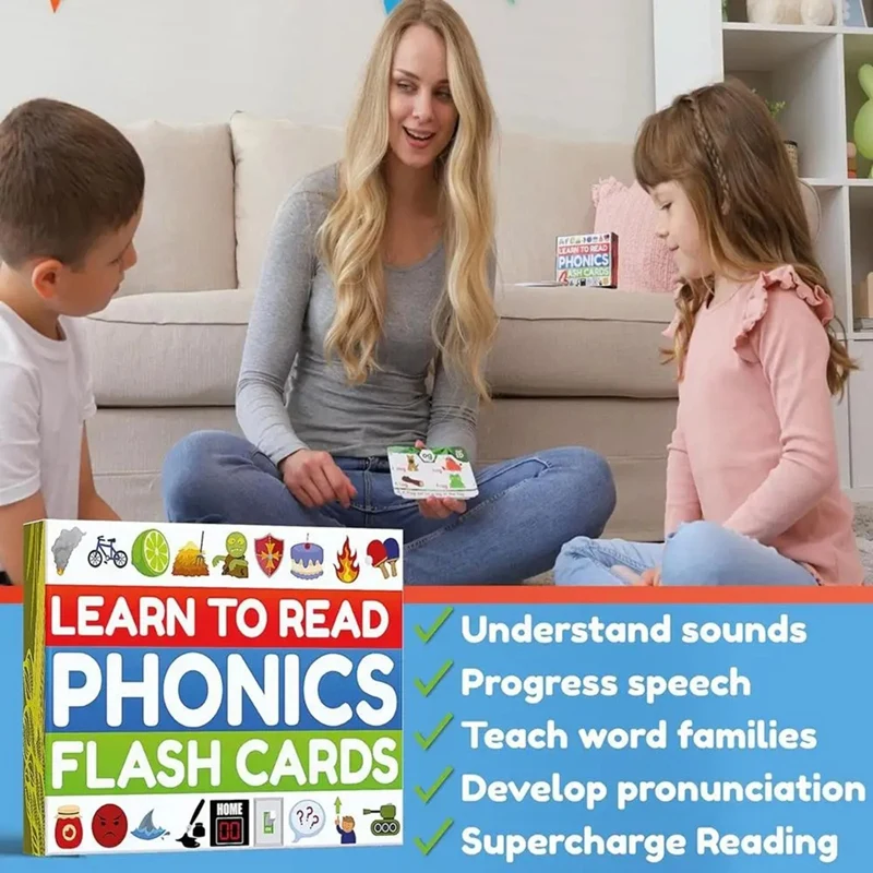 Phonics kata-kata penglihatan kartu Flash belajar untuk membaca CVC campuran digraph campuran panjang Vowel suara permainan untuk kelas kedua pertama