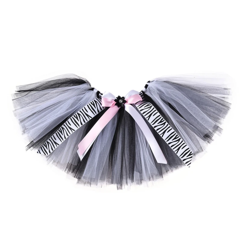 4Pcs Zebra Costume Set Zebra Ears Headband Tail Tutu Skirt Bowtie for Kid Halloween Christmas Animal Cosplay Accessories M6CD