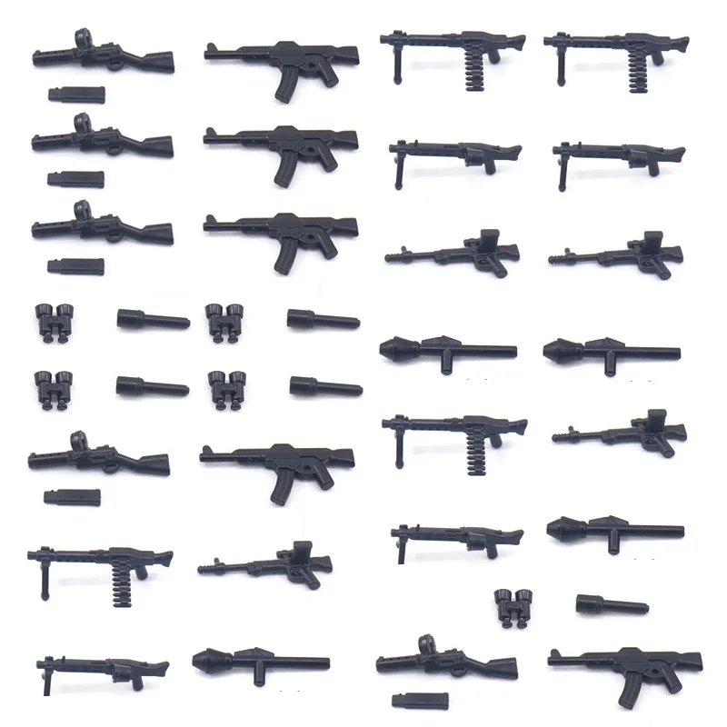 WW2 Military Weapon Mini Action Figures Accessories Moc Building Blocks Army Soldiers Guns Part Bricks Toys for Childen Juguetes