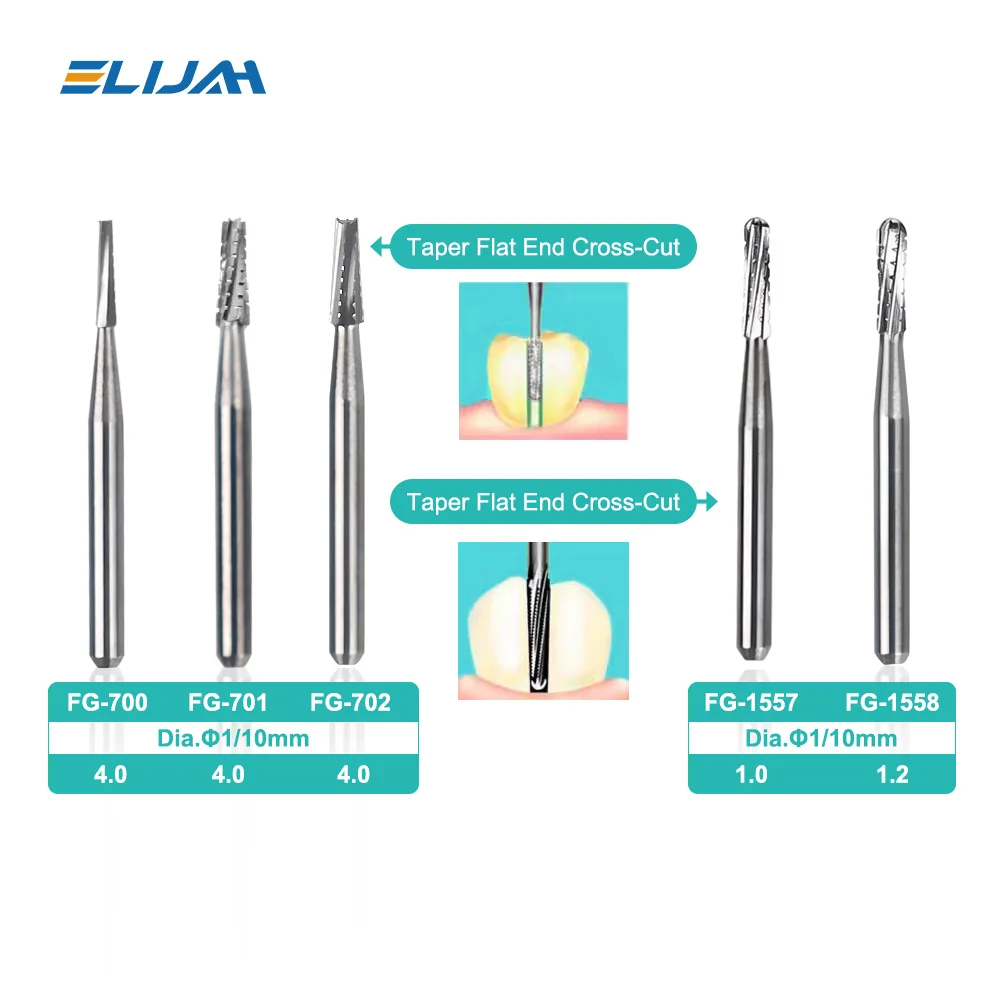 10pcs/Box Dental Tungsten Carbide Drill FG Tungsten Steel Burs For High Speed Handpiece Diameter 1.6mm Length 19mm