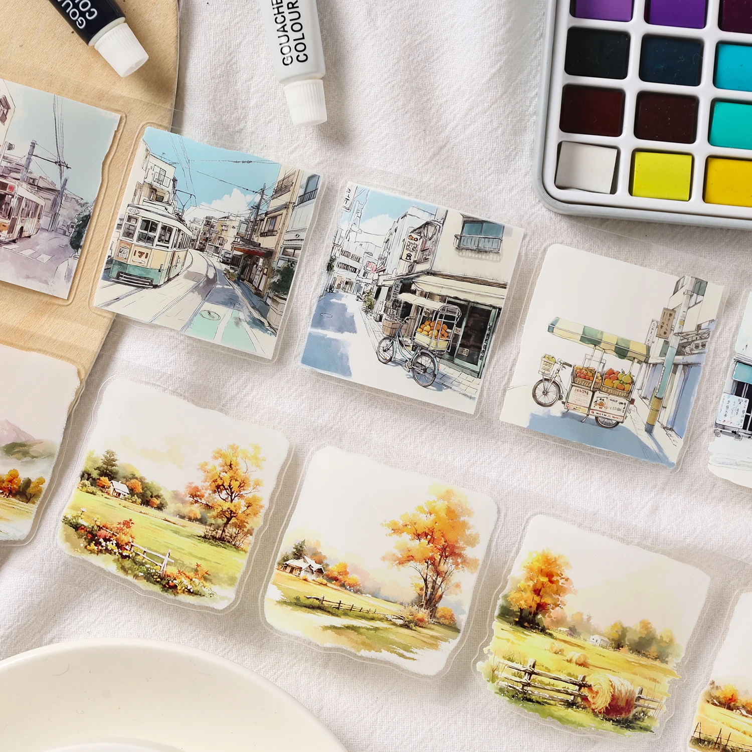 4 لفات سجل القصاصات الشريط رومانسية مشهد المناظر الطبيعية موضوع ل المجلات الكولاج تزيين جراب هاتف دفتر DIY بها بنفسك لوازم الحرفية