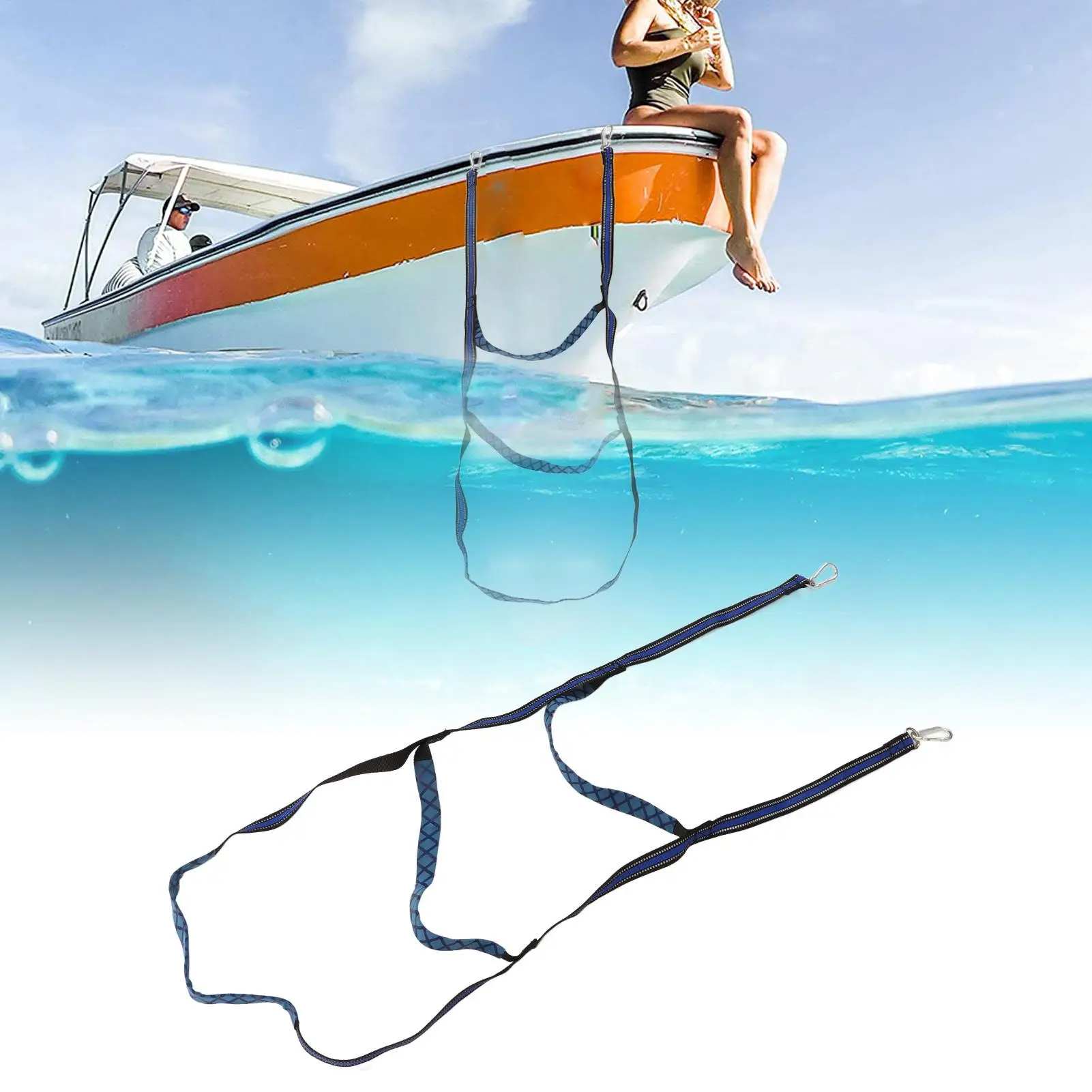 Foldable Blue UV-Resistant Marine Rope Ladder for yachts , Kayaks & Inflatable Boats - Portable Boarding Aid